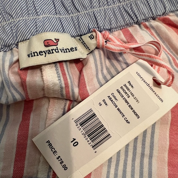 NWT Vineyard Vines Abacos Stripe Bow Shorts |10 in Abacos White Cap - Picture 5 of 9